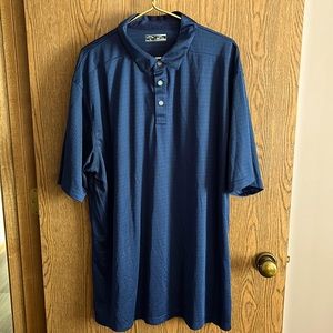 Men’s navy blue plaid golf polo